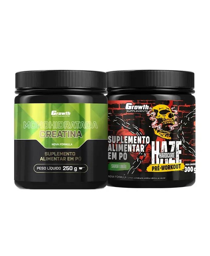 Creatina Kit Monohidratada 250g e Pré-Treino Haze 300g