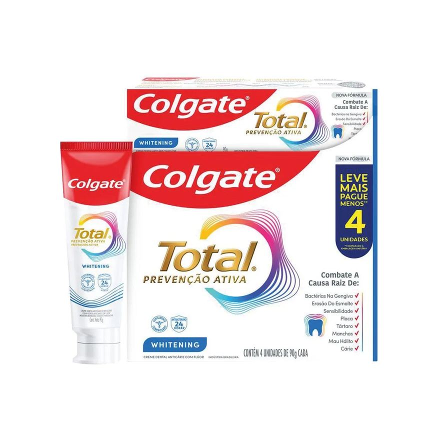 Colgate Kit Creme Dental Total Whitening 90g Com 4 Unidades