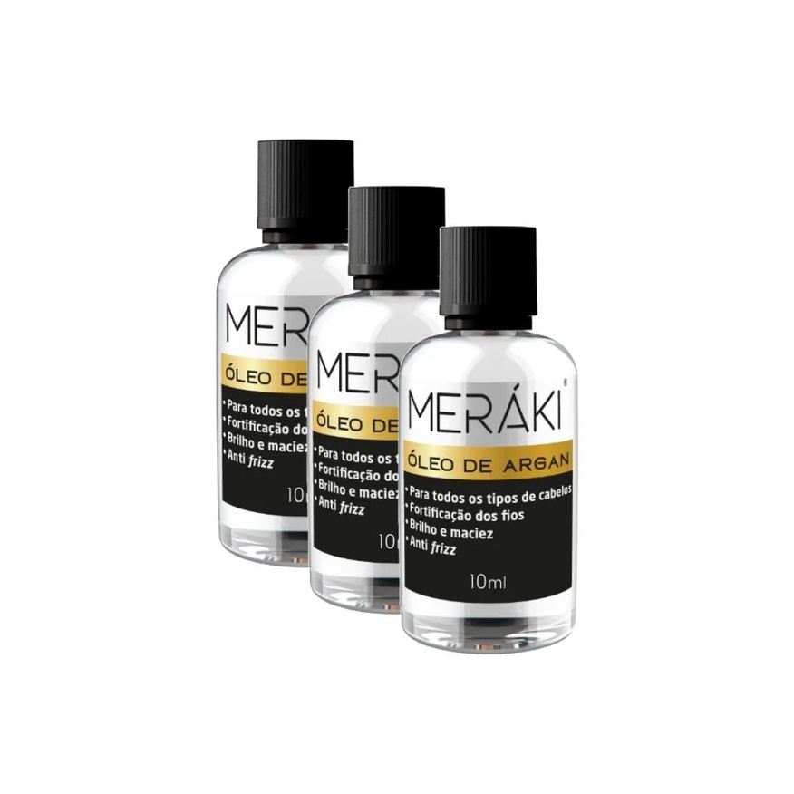 Meráki Kit Óleo Capilar Argan 10ml (3 unidades)