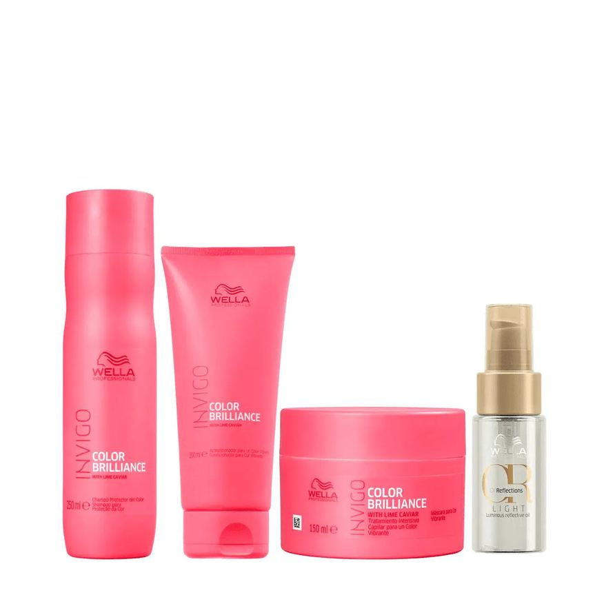 Wella Professionals Kit Brilliance Shampoo, Condicionador, Máscara e Óleo Light 30ml