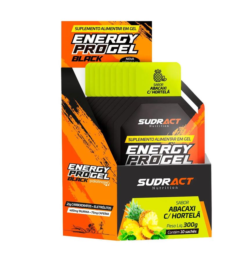 Sudract Energy Pro Gel Black Display 10 Sachês 300g - Abacaxi com Hortelã