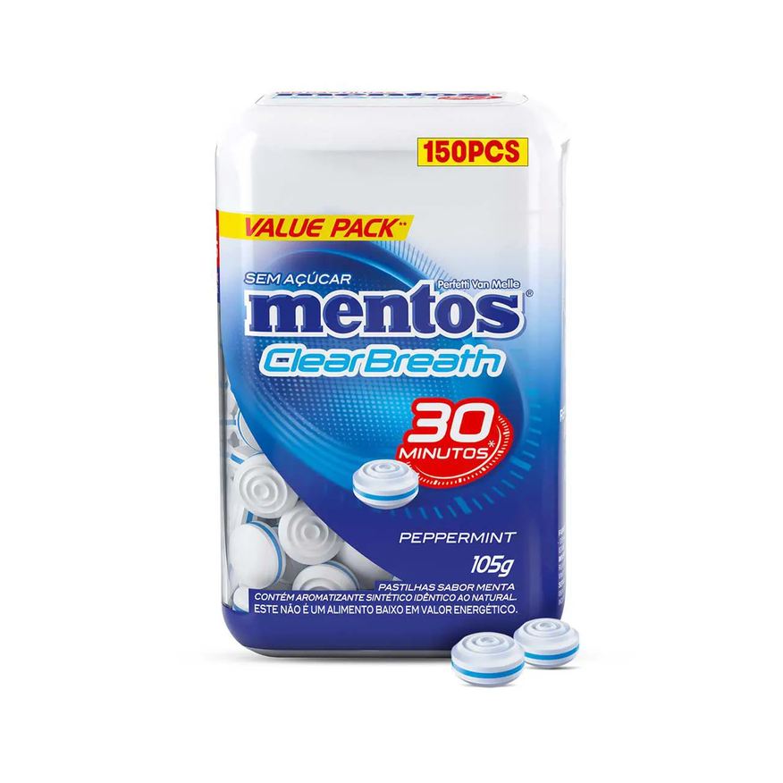 Mentos Pastilha Clear Breath Peppermint com 105g