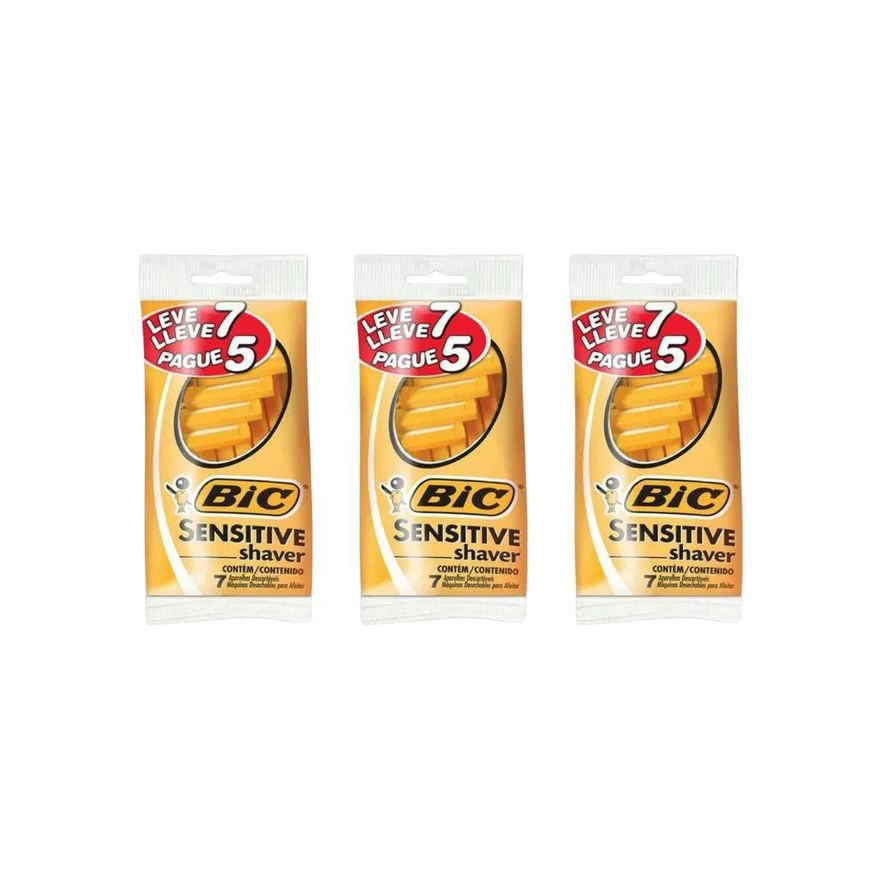 Bic Aparelho de Barbear L7 P5 Sensitive Shaver - Kit 3un