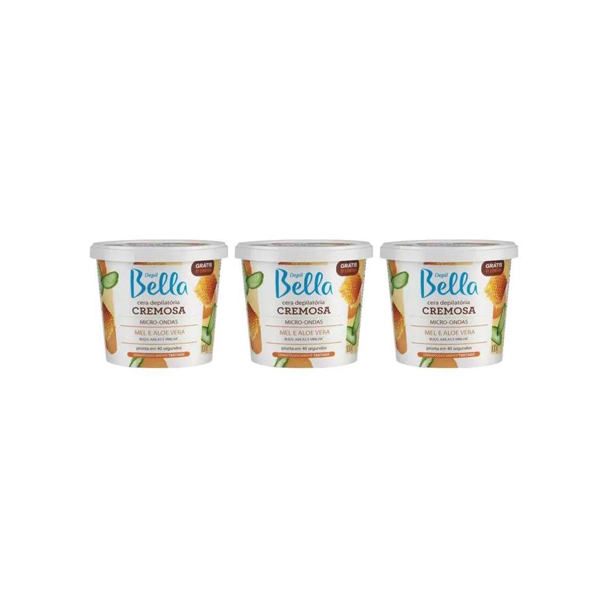 Depil Bella Depilatorio Cera 100g Microondas Mel - Kit C/3un