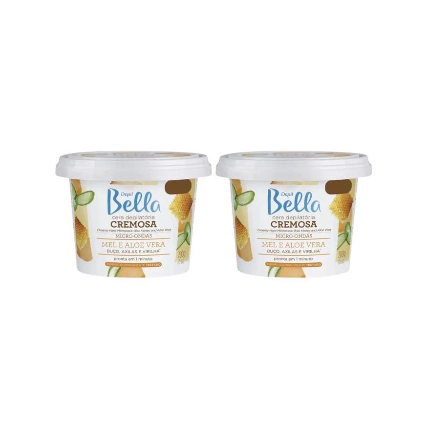 Depil Bella Cera Microondas Mel e Aloe Vera 200g - Kit C/2un