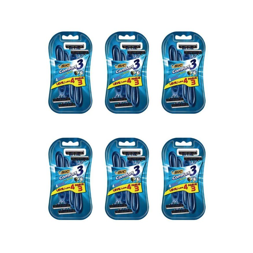 Bic Aparelho de Barbear Comfort 3 Leve4 Pague 3 Pele Normal - Kit C/ 6un
