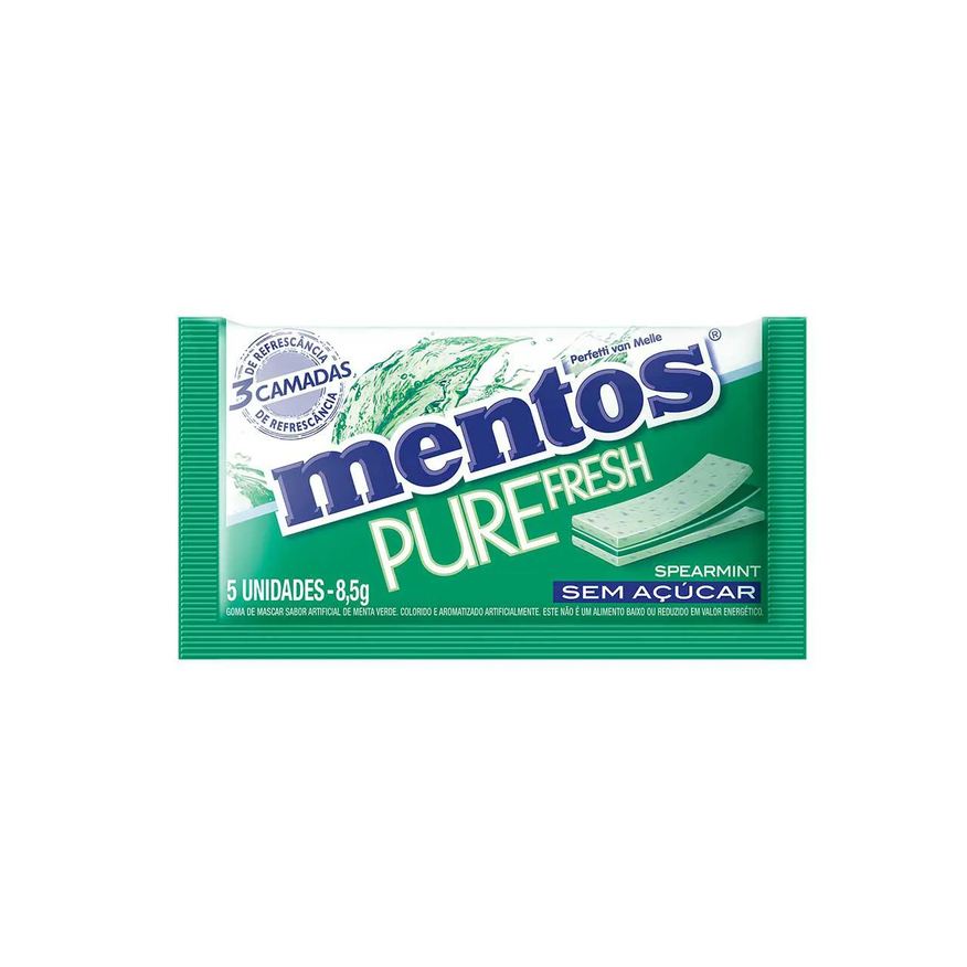 Pure Mentos Fresh Chiclete Sem Açúcar Sabor Spearmint com 5 unidades