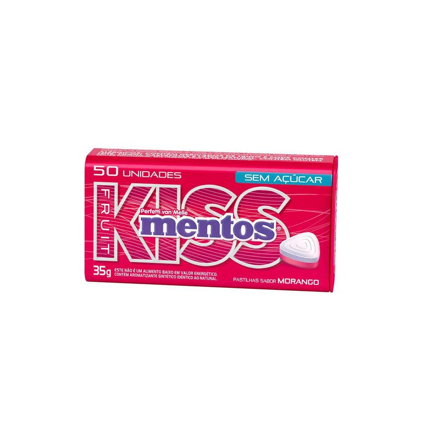 Kiss Bala Mentos Sabor Morango Sem Açúcar 50 unidades