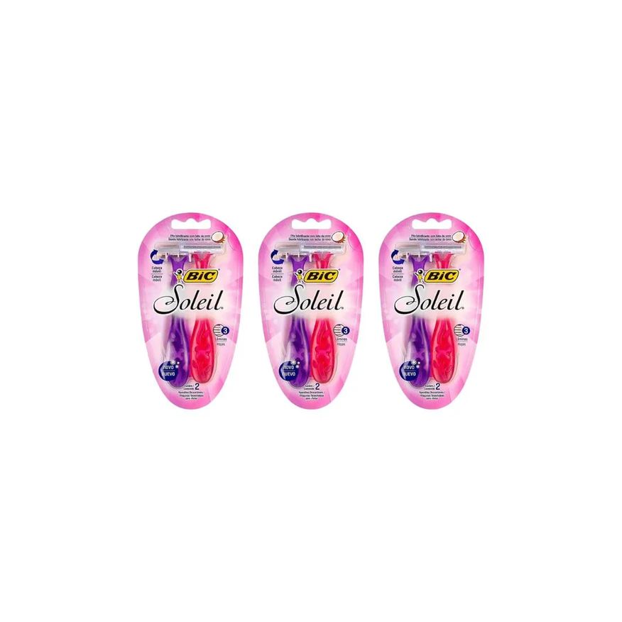 Bic Aparelho de Barbear Soleil Com 2 Rosa /Roxo - Kit C/3un