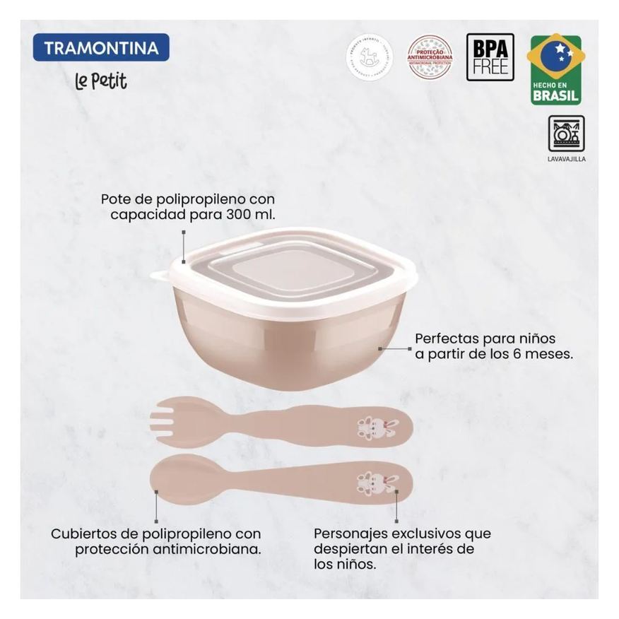 Tramontina Jogo Infantil Le Petit Rosa 03 Peças
