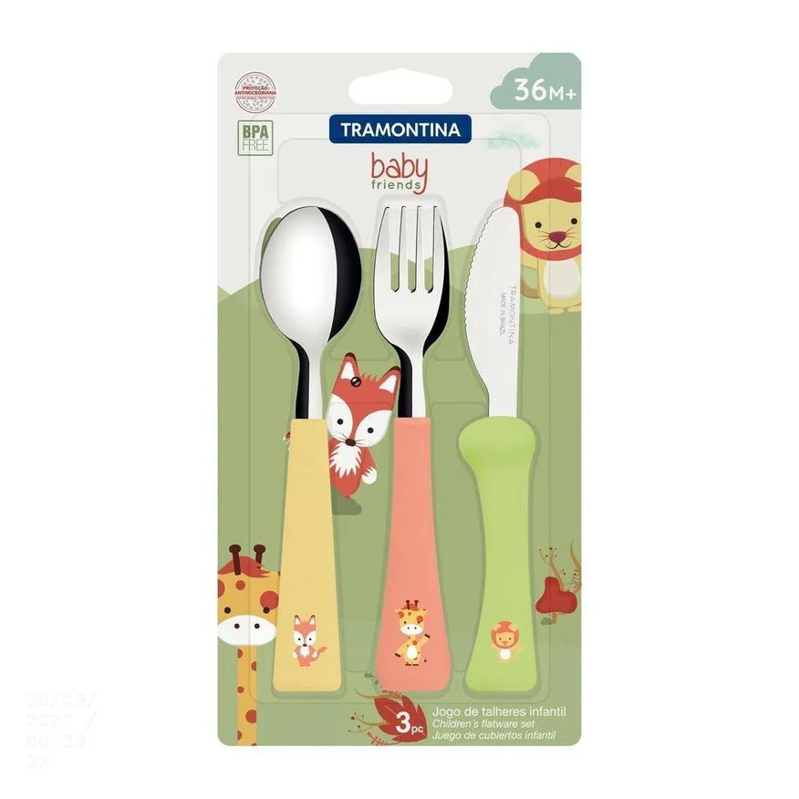 Tramontina Jogo De Talheres Infantil Baby Friends Com Lâminas De Aço Inox E Cabos De Polipropileno C