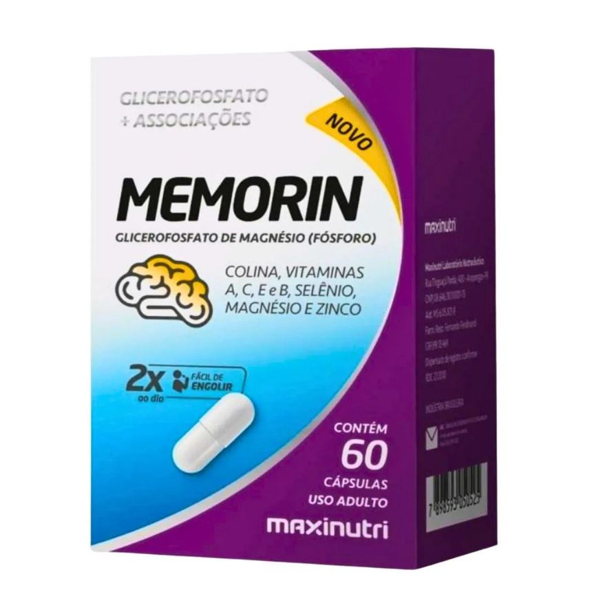Maxinutri Memorin Fosforo Mais Vitaminas 60cp Senior para Memoria Concentração Foco