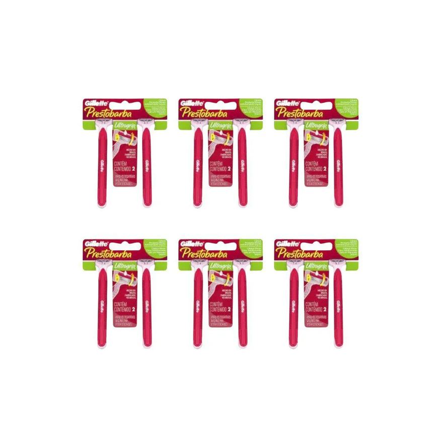 Gillette Aparelho Prestobarba C/2 Ultragrip Fem Cabeça Movel-Kit 6un