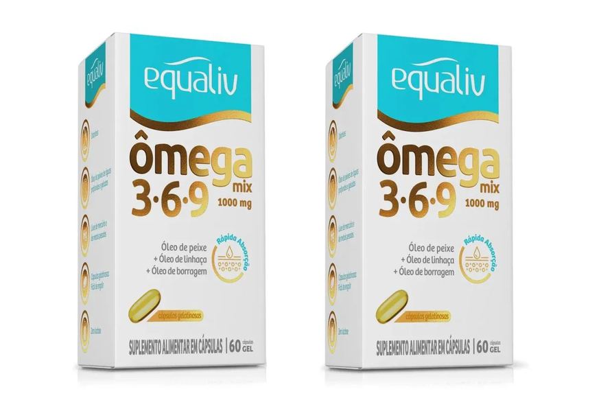 Equaliv Kit 2 Suplemento Alimentar Ômega Mix 3-6-9 com 60cps