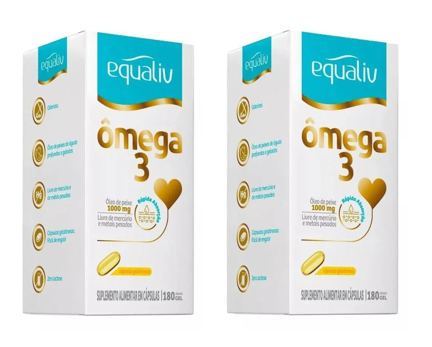 Equaliv Kit com 2 Suplemento Omêga 3 sem Sabor C/ 180cps Gel