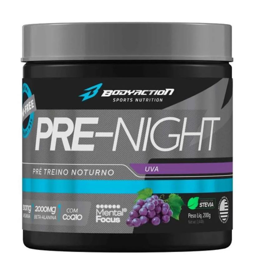 Body Action Pre Night 200g Pré Treino Noturno Sem Cafeína - Bodyaction UVA