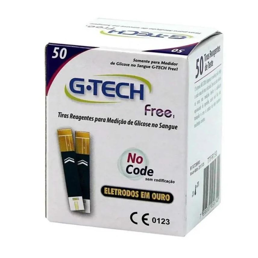 G-tech Tiras de Glicemia Glicose Medir Diabete Free 50un