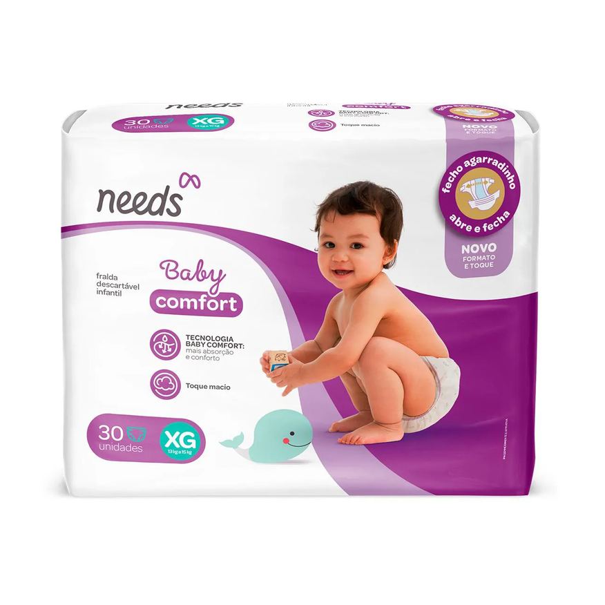 Needs Fralda Baby Comfort XG 30 Unidades