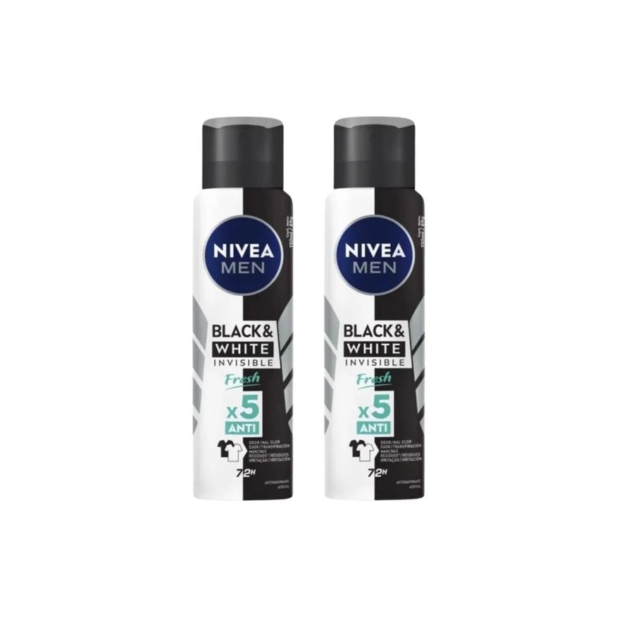 Nivea Desod Aero 150ml Masc Black White Invisi Fresh - 2un