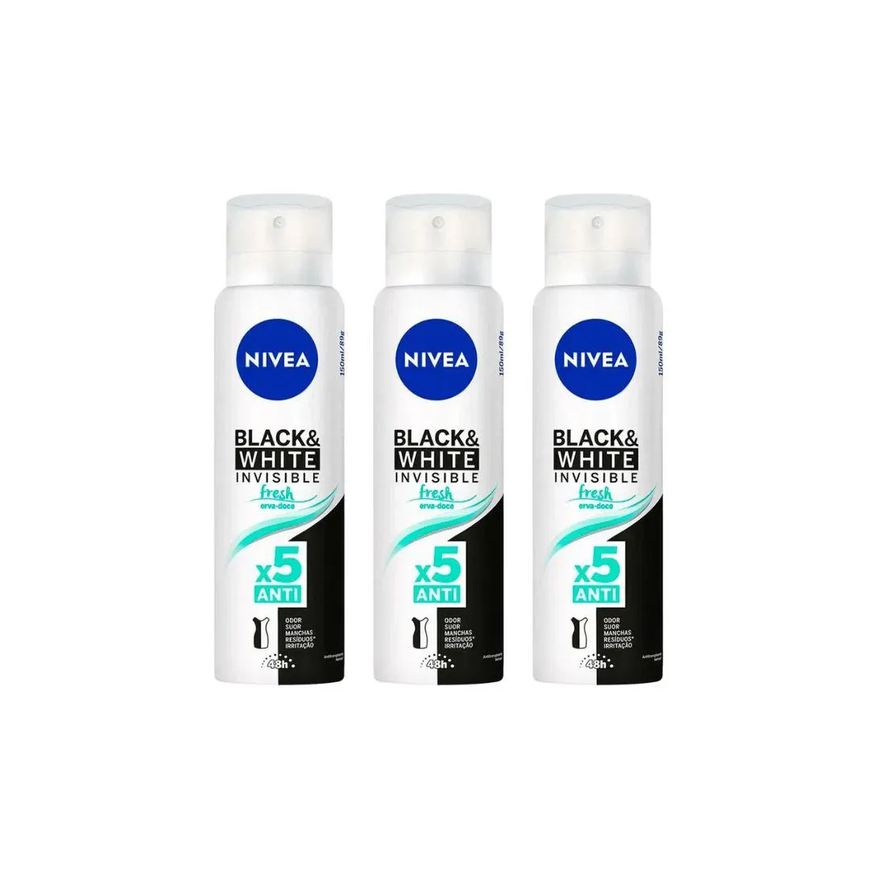 Nivea Deso Aero 150ml Fem Inv Blk E Wht Frsh Erv Dc KitC/3un