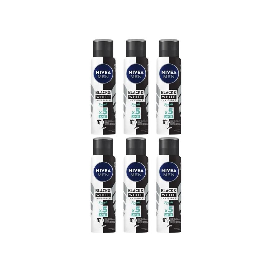 Nivea Desod Aero 150ml Masc Black White Invisi Fresh - 6un