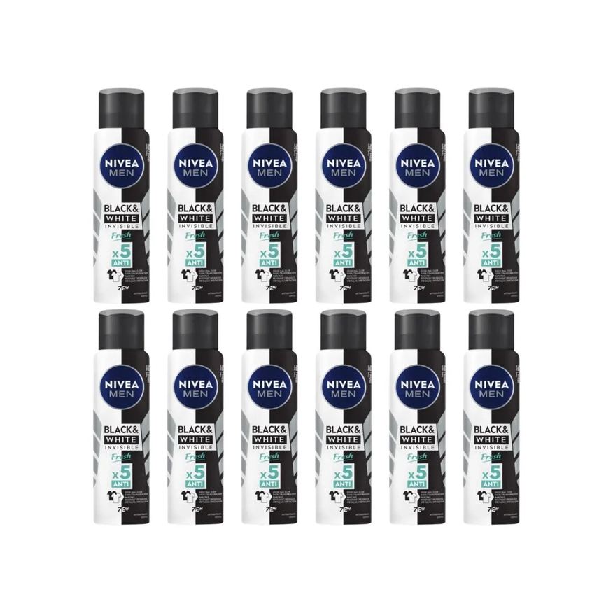 Nivea Desod Aero 150ml Masc Black White Invisi Fresh - 12un