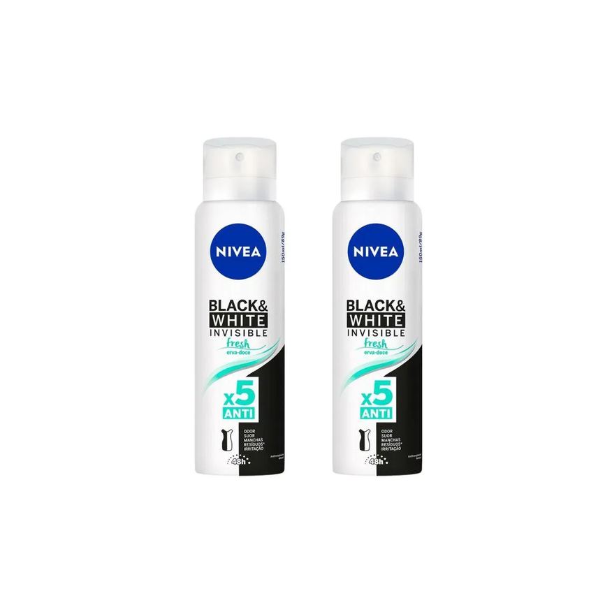 Nivea Desodorante 150ml Inv Black White Fresh Erva Do-kit2un