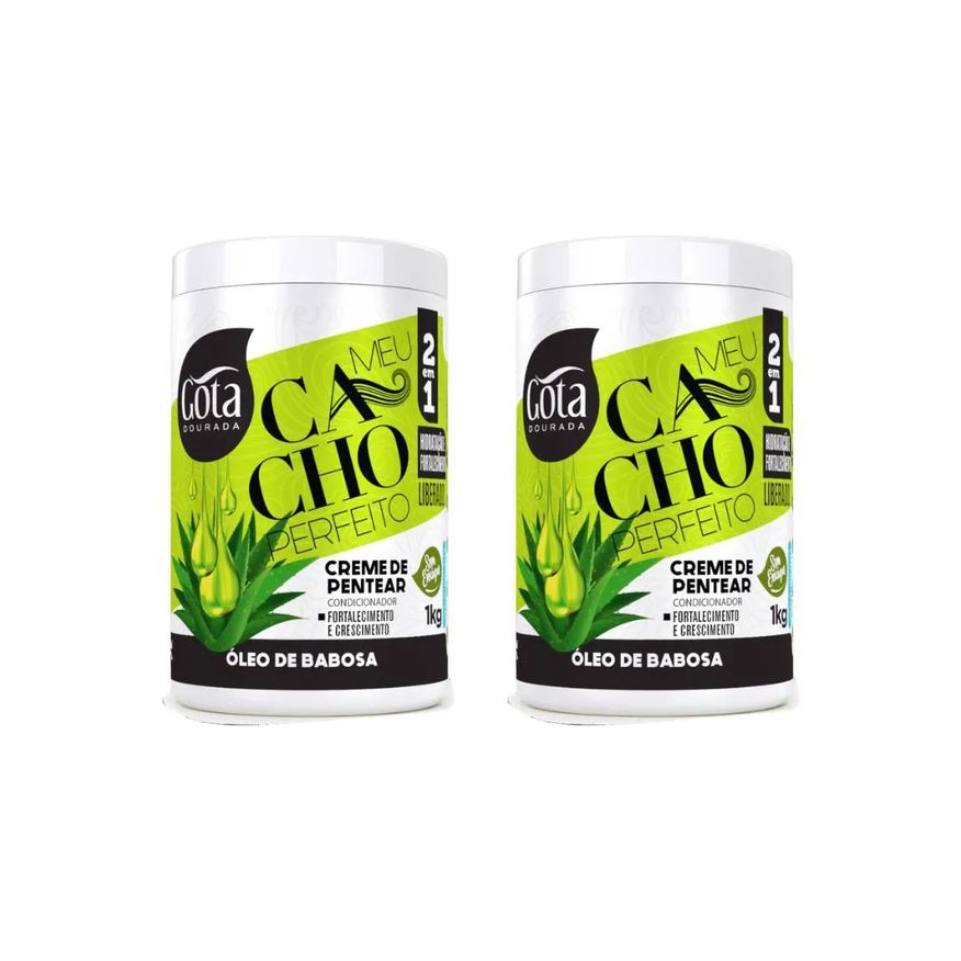 Gota Dourada Creme Para Pentear Oleo Babosa 1000g-Kit C/2un