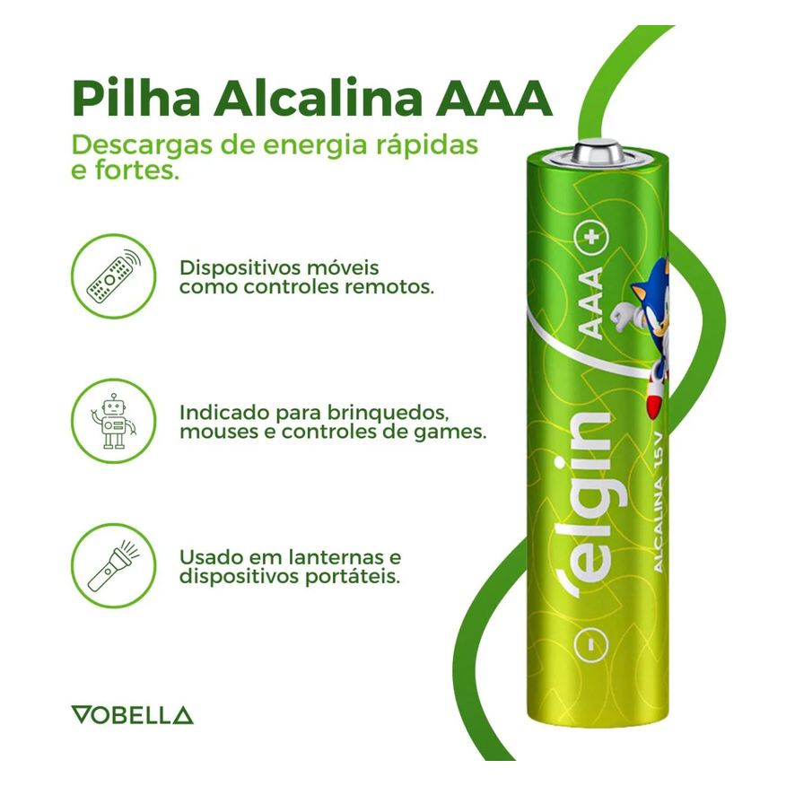 Alcalina Pilha Aaa Palito Elgin Blister Com 4 Unidades