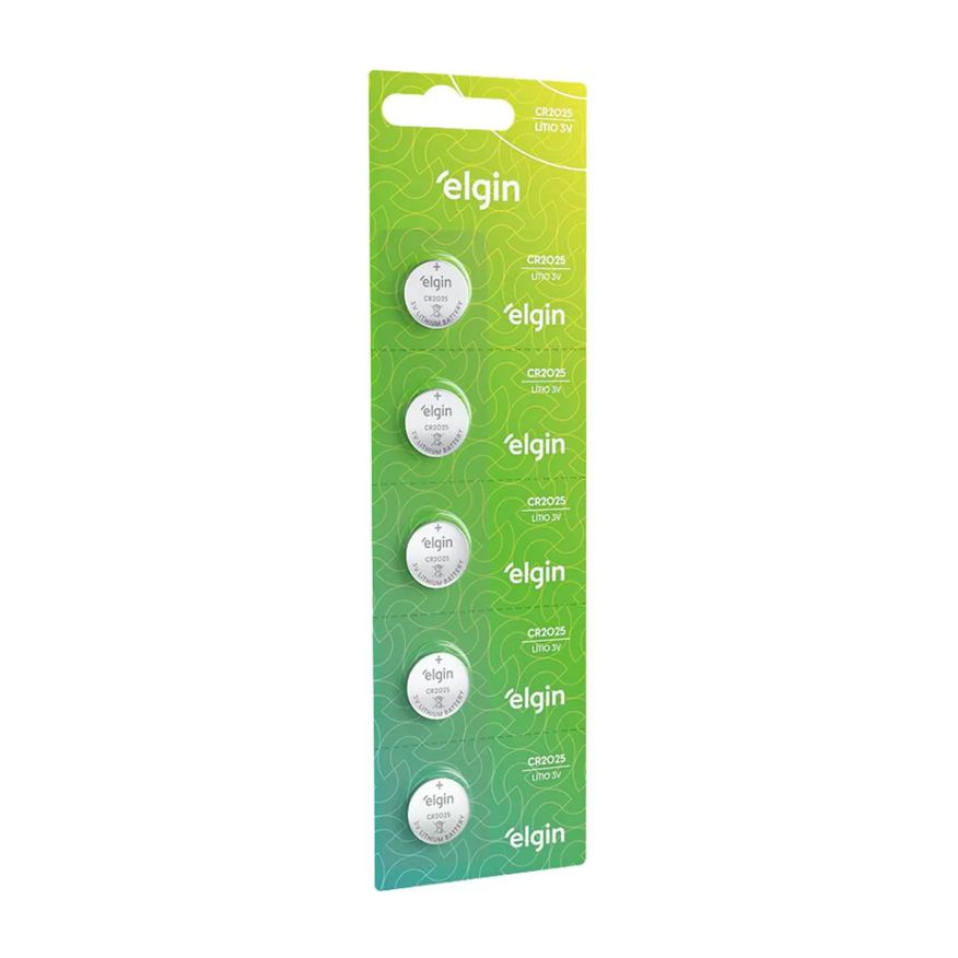 Baterias 5 Pilha Moeda Cr2025 3v Blister Cartela Elgin
