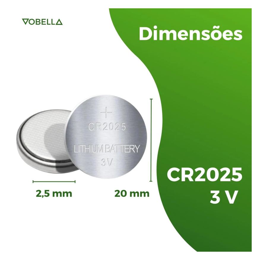 Baterias 5 Pilha Moeda Cr2025 3v Blister Cartela Elgin