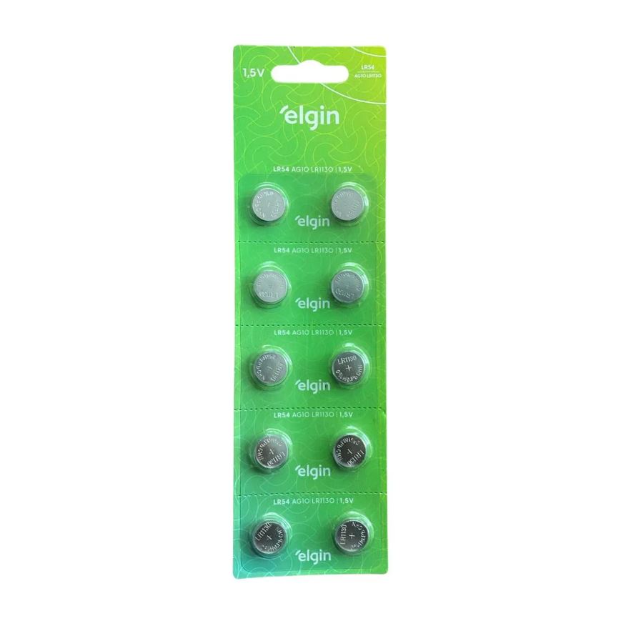Baterias 10 Pilhas Alcalina Lr54 1,5v Blister Cartela Elgin