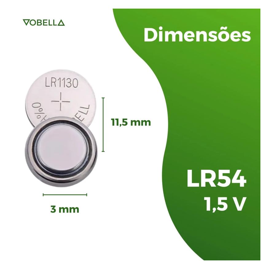 Baterias 10 Pilhas Alcalina Lr54 1,5v Blister Cartela Elgin