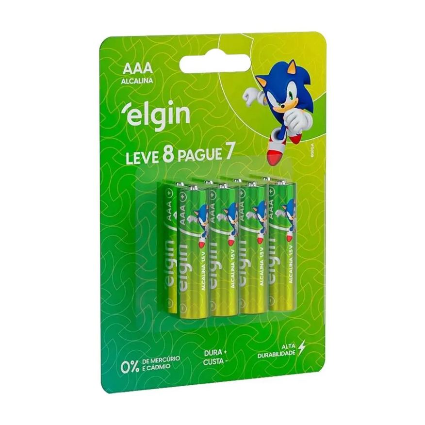 Alcalina Pilha Aaa Palito 1,5v LR03 Blister 8 Unidades Elgin