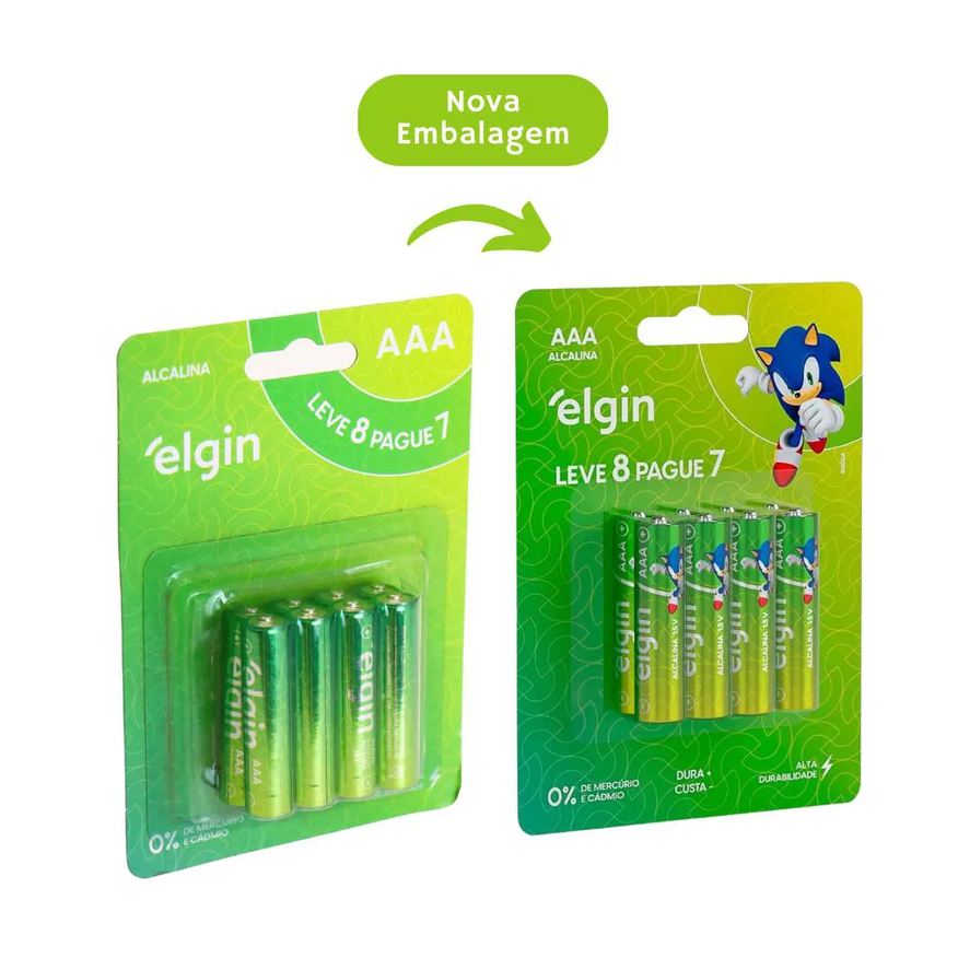 Alcalina Pilha Aaa Palito 1,5v LR03 Blister 8 Unidades Elgin