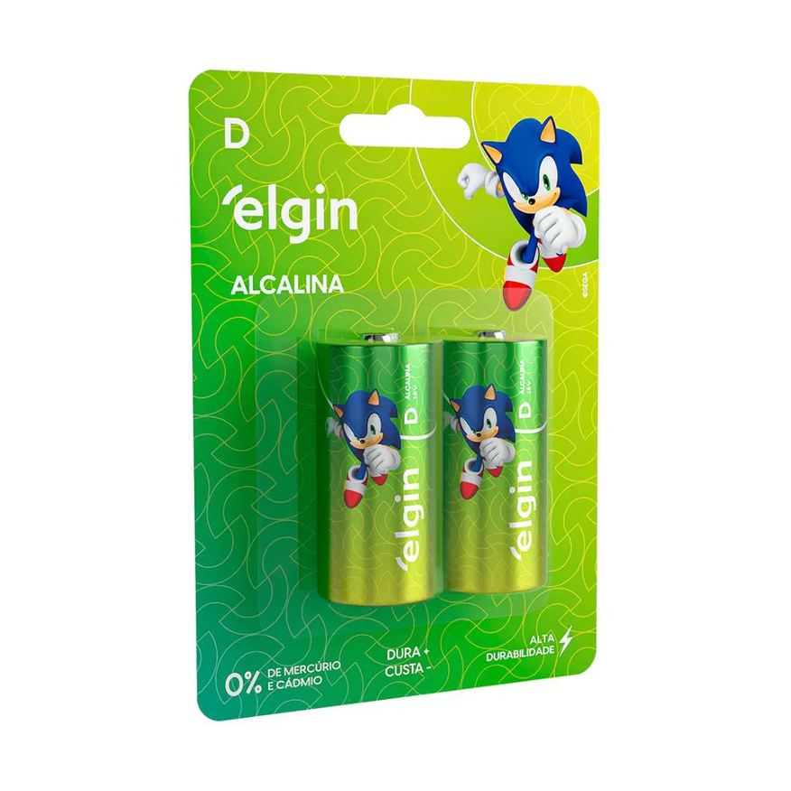 Alcalina Pilha D LR20 Grande Blister Com 2 Unidades Elgin