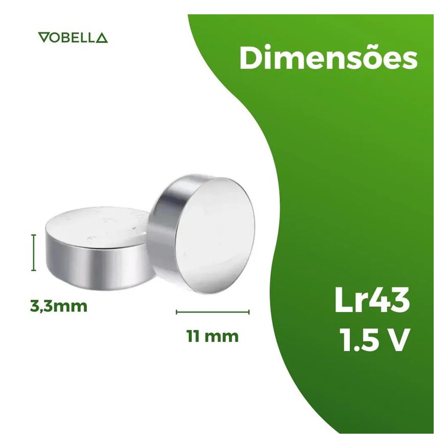 Baterias 10 Pilha Botão Lr43 1,5V Ag12 1 Cartela Elgin