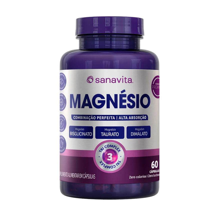 Sanavita Magnésio Tri Complex frasco 60 cápsulas