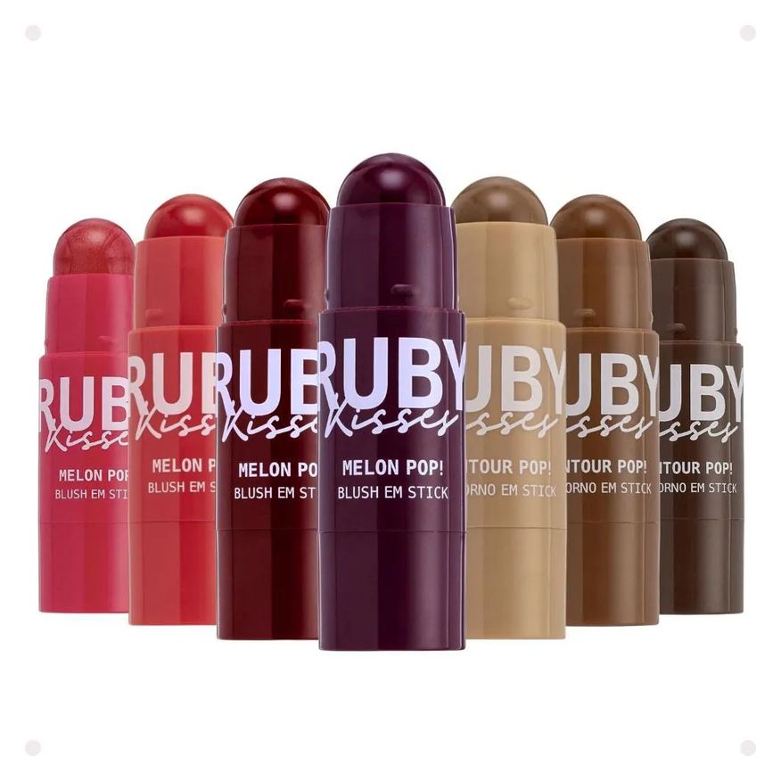 Kiss New York Kit Blush + Contorno em Stick Ruby Kisses com 7