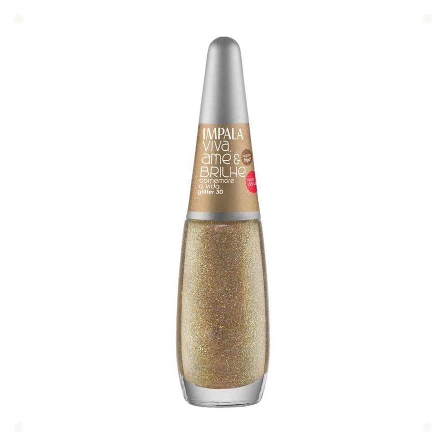 Impala Esmalte Glitter 3d Viva, Ame e Brilhe Comemore A Vida 7,5ml