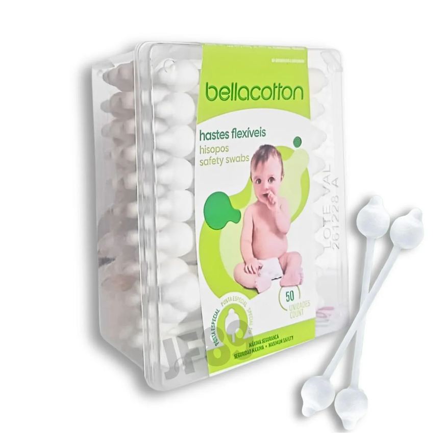 Bellacotton Haste Flexível Cotonete Bebe Caixa C/ 50unidades