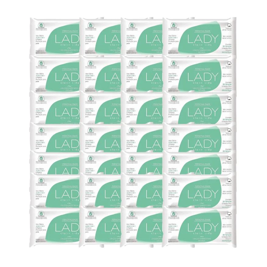 Eurofral Kit com 24 Lenço Íntimos Clean Side com 20 Lenços – Lady