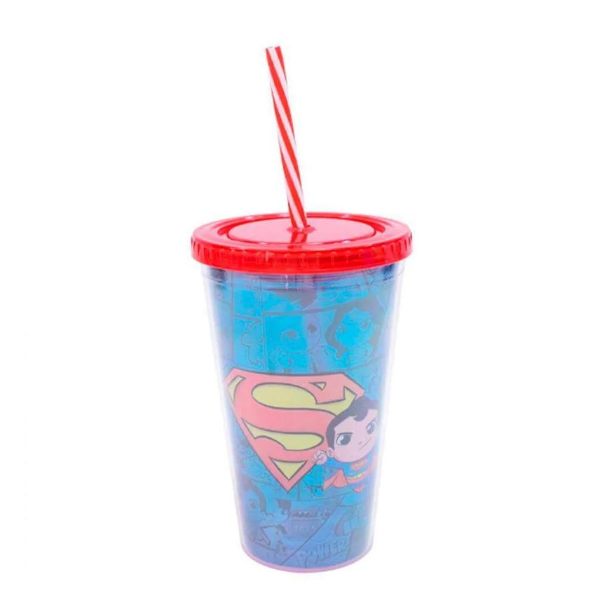Tasco Inport Copo Com Canudo Super Homem Dc Comics 450ml