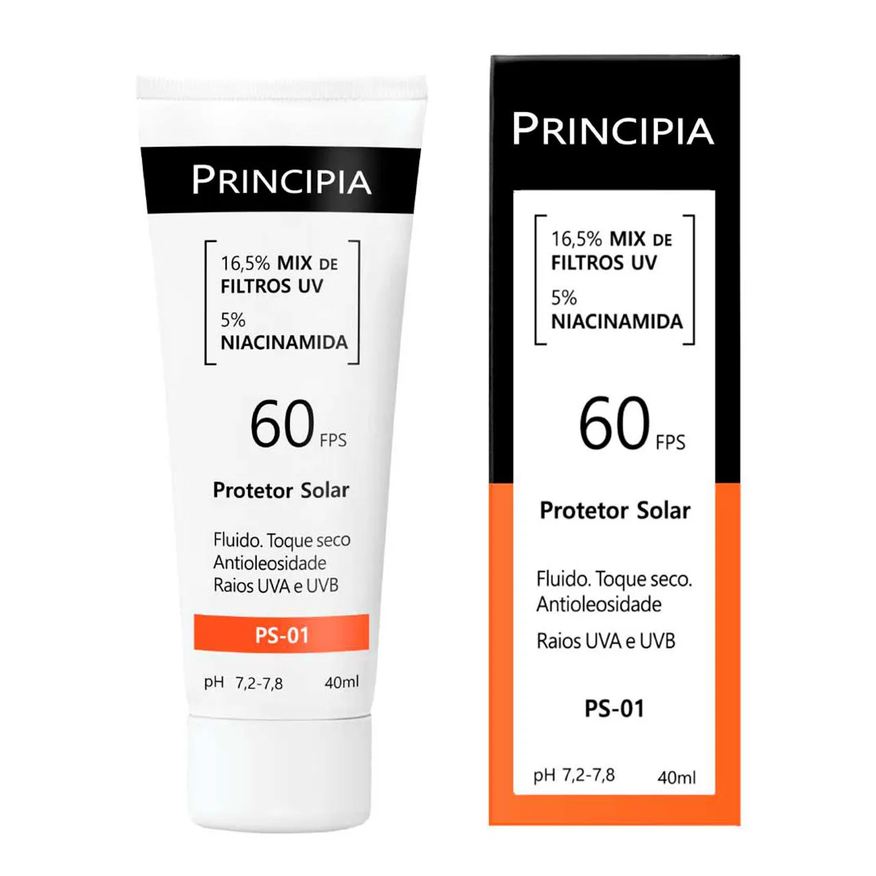 Principia Kit Facial Skincare Gel de Limpeza Suave GL-02 350ml + Protetor Solar PS-01 FPS 60 40ml + Sérum Anti-Idade Mix-02 30ml