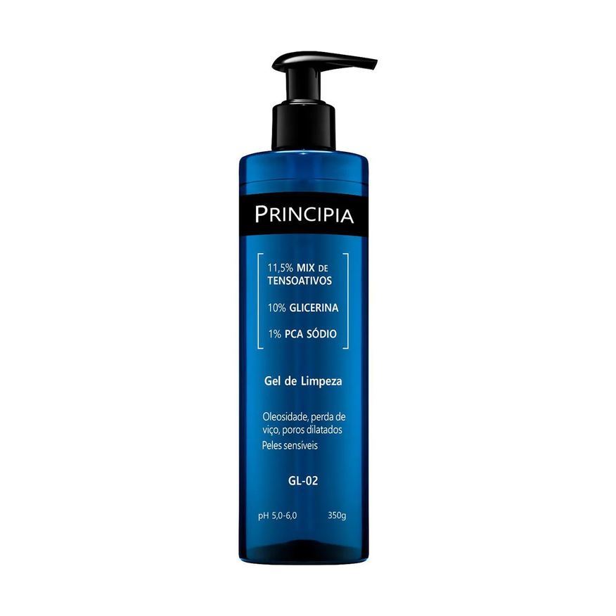 Principia Kit Facial Skincare Gel de Limpeza Suave GL-02 350ml + Protetor Solar PS-01 FPS 60 40ml + Sérum Anti-Idade Mix-02 30ml