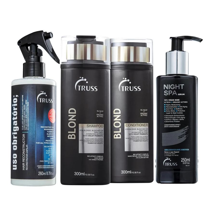 Truss Kit Blond Shampoo 300ml E Condicionador 300ml + Uso Obrigatório 260ml + Night Spa 250ml