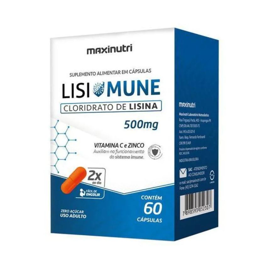 Maxinutri Lisimune Lisina Vitamina C Zinco 60 Cápsulas