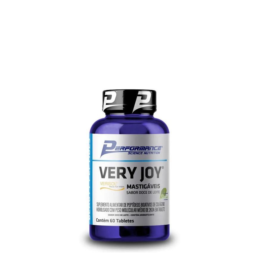 Performance Nutrition Colágeno Hidrolisado Verisol em Tabletes Mastigáveis – Very Joy 60 Tabs. UVA