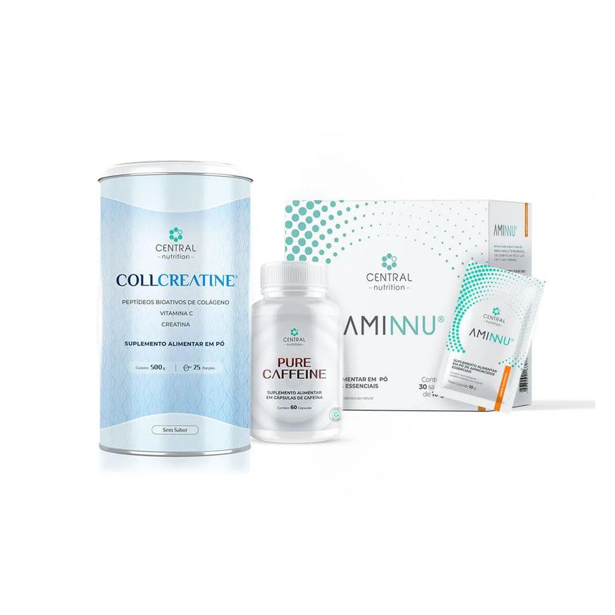 Central Nutrition Protocolo Performance e Força (AMINNU® Tangerina + COLLCREATINE® Sem Sabor + PURE CAFFEINE)