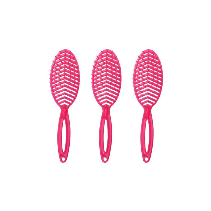 Darma Escova de Cabelo Flex Oval 338 Pink - Kit C/ 3un